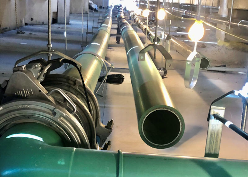 Long runs of PP-RCT pipe are in tight crawl spaces below the first floor. Because of the polypropylene pipe’s light weight there was no need to use heavy duty hangers or supports. Courtesy: Asahi/America