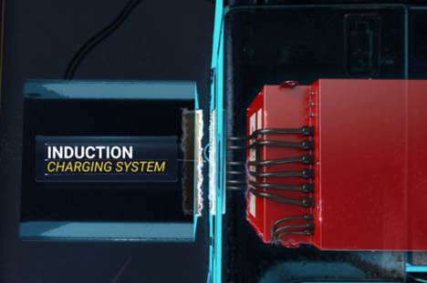 Figure 5: With wireless induction flash battery charging, the battery stays in the LGV while charging.