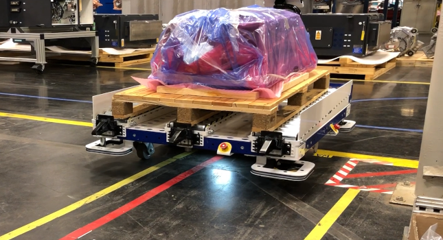 Automated material handling system in action. Courtesy: FlexQube