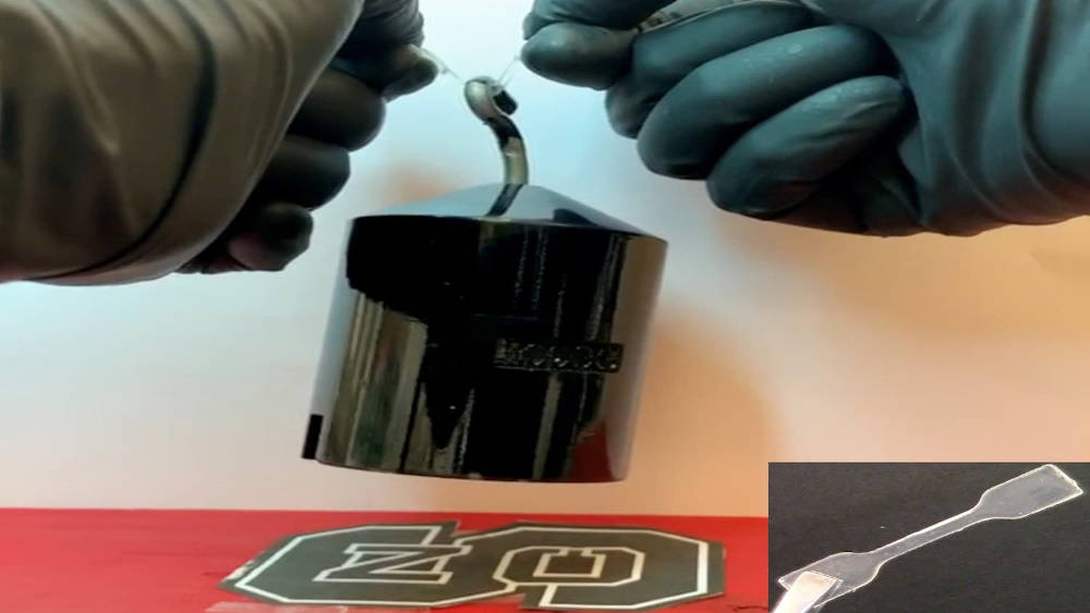 North Carolina State University researchers have created ionogel materials that are stretchable, tough and can be 3D-printed. Courtesy: North Carolina State University