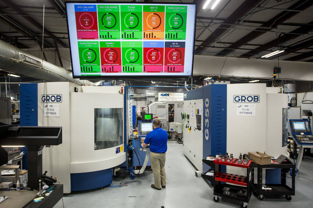 Industrial data platform provides remote visibility into real-time production data to identify bottlenecks, predict machine failures, improve quality and build workflows that automate the operation of machines. Courtesy: A3/MachineMetrics