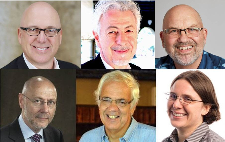 Three of the six 2022 Engelberger Award winners will be honored at Automate in Detroit on June 8: Michael P. Jacobs of Applied Manufacturing Technologies (AMT), Oussama Khatib of Stanford University and Marc Raibert of Boston Dynamics (all top row). Courtesy: Association for Advancing Automation (A3)