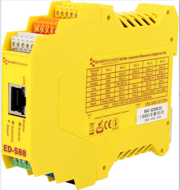Figure 2: The ED-588 Ethernet gateway from Brainboxes can help with retrofitting older machinery to modern industrial communications. Courtesy: TME