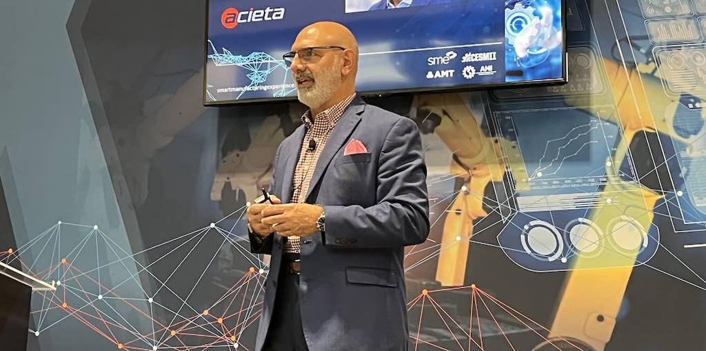 Mark Cianciosa, regional automation manager at Acieta, in his presentation “Robots Prepare Manufacturers for an Unpredictable Future” at IMTS 2022 in Chicago. Courtesy: Chris Vavra, CFE Media and Technology