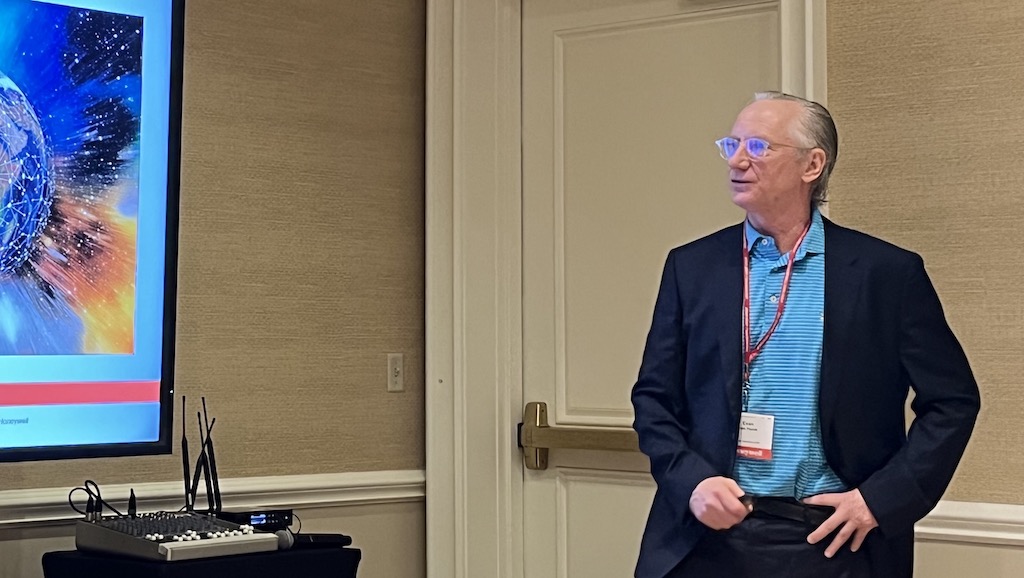 Evan van Hook, the chief sustainability officer for Honeywell, in his presentation “Why Sustainable Transformation Must Start From Within" at Honeywell Users Group (HUG) in Orlando. Courtesy: Chris Vavra, CFE Media and Technology