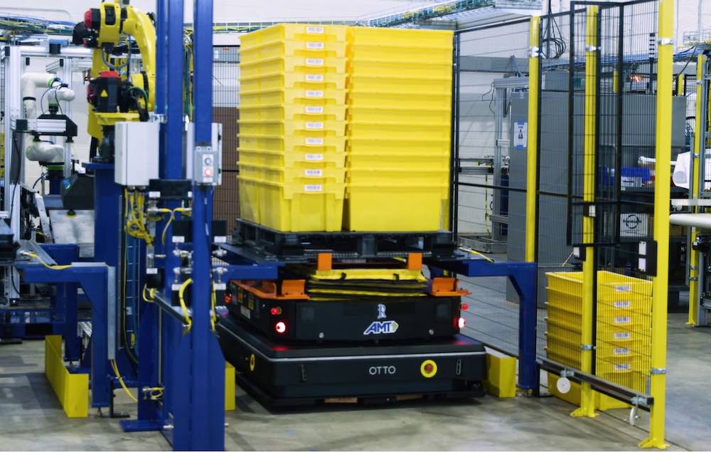 Full AMR leaving front of line system. Courtesy: Applied Manufacturing Technologies.