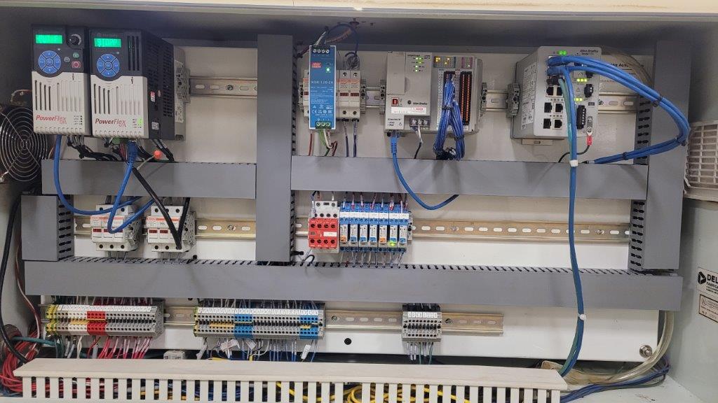 The control panel after the control system update with ac vector drives and PLC.