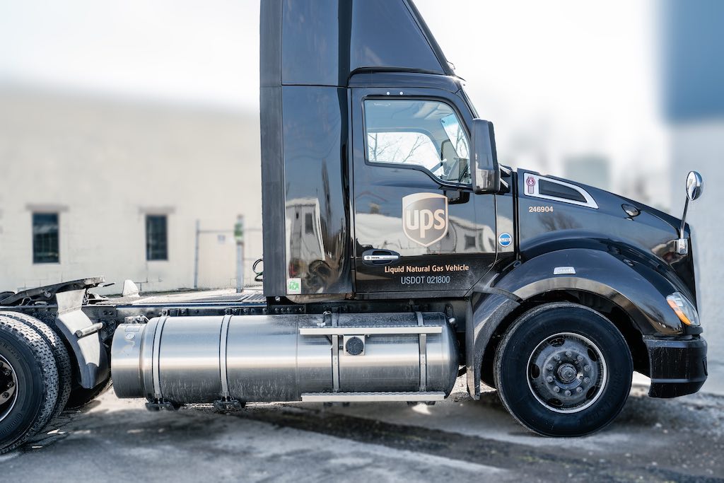 UPS uses renewable natural gas (RNG) for their fleet vehicles to improve their overall energy efficiency goals. Courtesy: Kinetrex Energy, a Kinder Morgan company