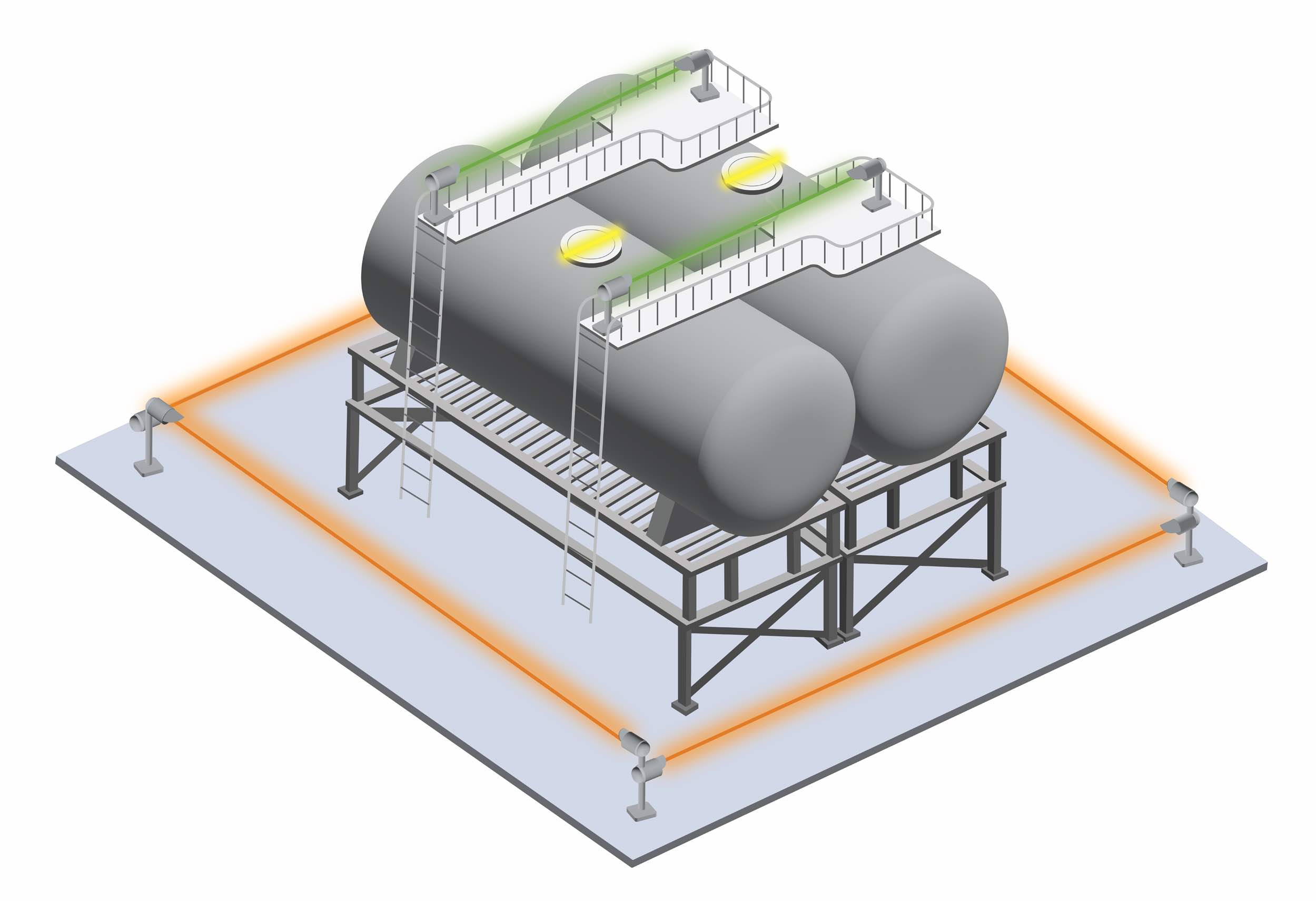 This diagram illustrates typical open path sensor placement practices. Courtesy: Emerson