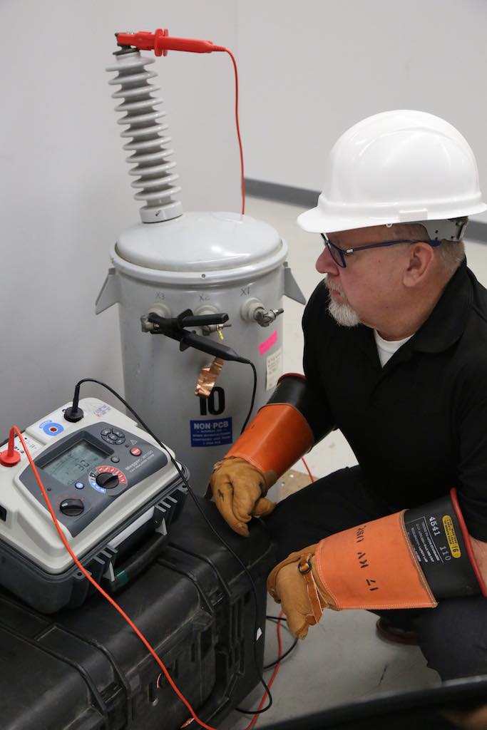 Figure 1: Performing a predictive/preventive insulation test on a transformer. Courtesy: Megger