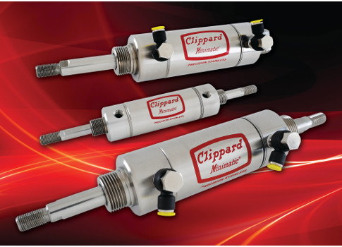 these cylinders can be used in wash-down and caustic environments. Courtesy: Clippard