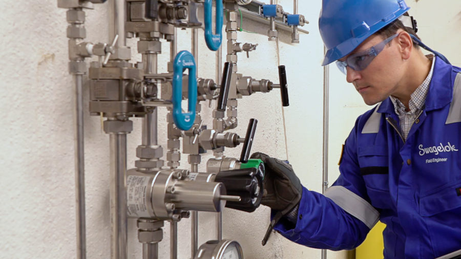 Figure 6. Third-party field engineers can provide critical analyses to identify system upgrades, inform regulator sizing and selection and guide the design and assembly of engineered solutions. Courtesy: Swagelok