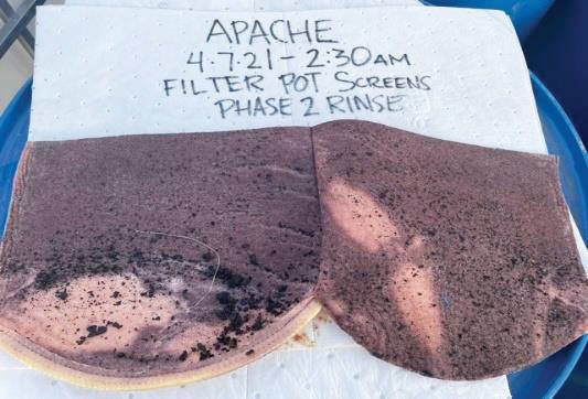 Photo 3: Rinsing the system with a neutral, compatible fluid removed the chemical cleaning agent. Then, a compressed air flush removed all fluids from the system. Courtesy of Allied Oil & Supply, Inc.