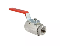 Right: A manual two-piece stainless steel ball valve.