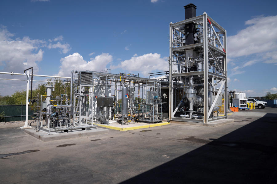 As existing equipment is upgraded, and new equipment is delivered to produce hydrogen, modern PLCs and edge controllers are providing important IIoT capabilities. Pictured is BayoTech’s hydrogen generation system in Albuquerque, New Mexico.