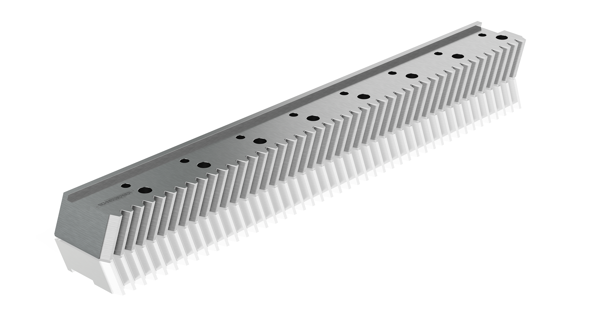 A helical tooth gear rack. Courtesy of: Schneeberger Inc.