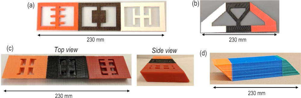 Parts printed with the MF3 prototype using a 0.4 mm diameter nozzle. Courtesy: Rutgers University