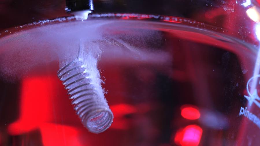 An experimental setup in the Gallant Energy and Carbon Conversion Lab at MIT demonstrates carbon dioxide conversion from a capture solution. Courtesy: John Freidah, MIT