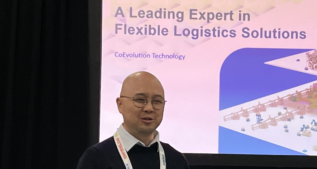 Long Wong, director of CoEvolution at a press conference at Promat 2023 in Chicago as he outlines the company's past successes and plans for the North American market. Courtesy: Chris Vavra, CFE Media and Technology