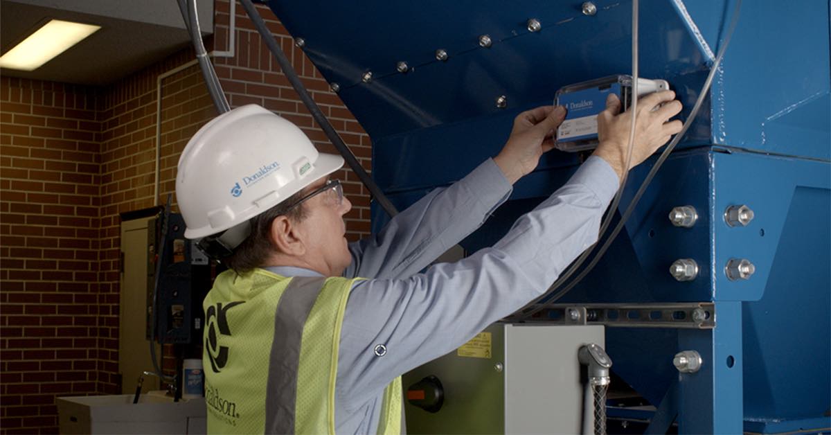 The installation process for dust collection equipment monitoring through Donaldson is simple, using several standard sensors integrated into a cellular gateway. Courtesy: Donaldson