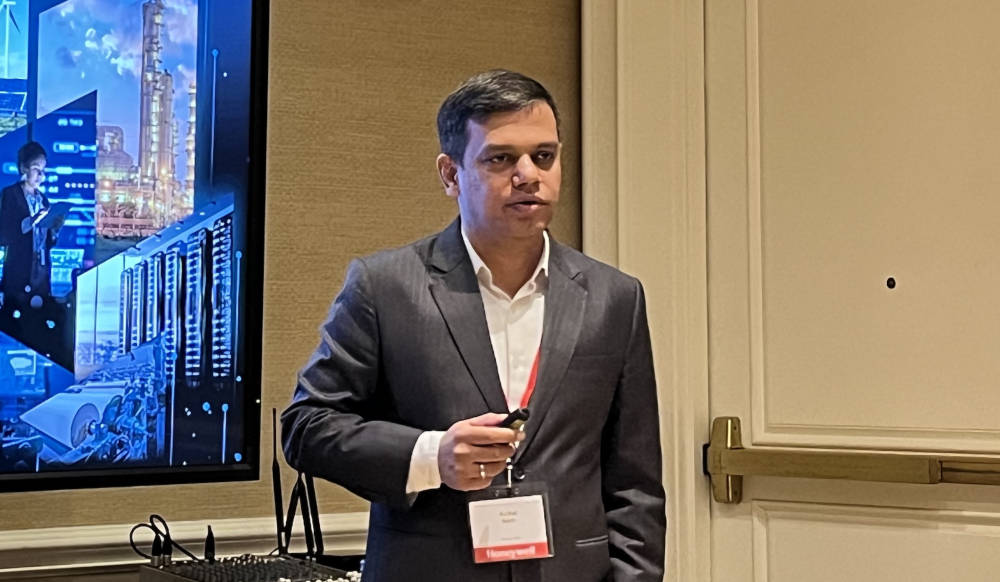 Achal Nath, senior director, offering management at Honeywell in his presentation “How predictive maintenance enables proactive, flexible operations” at Honeywell Users Group in Orlando. Courtesy: Chris Vavra, CFE Media and Technology