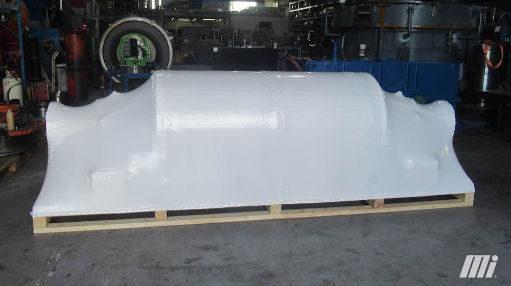 Figure 3: This drive pulley assembly is cradled, its shafts treated with rust preventive and accompanied by desiccant bags under the protective wrap. It is ready for long-term storage and scheduled bearing rotations. Courtesy: Motion