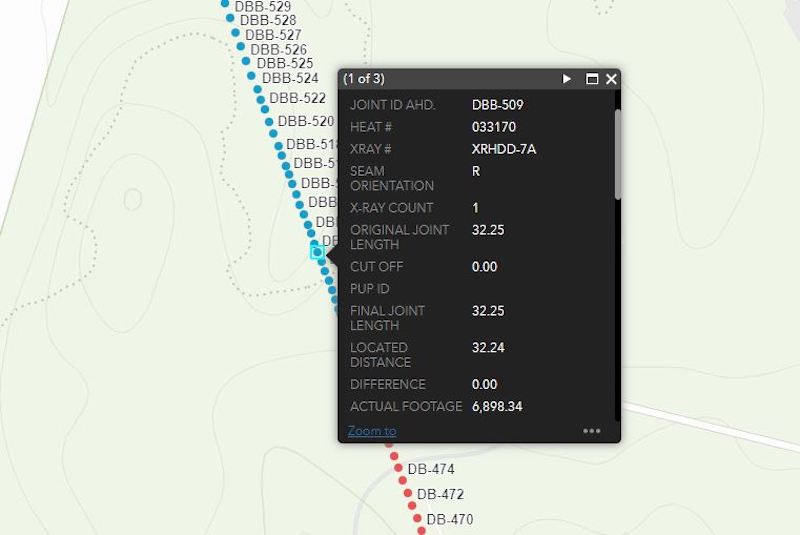 Figure 1: Adding data to a visualization tool gives utility owners the ability to verify data, for example joint locations. Courtesy: Dewberry