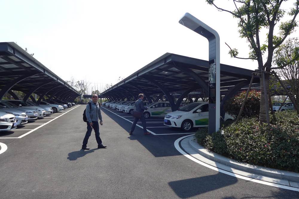 Figure 2: Example of a stranded asset parking lot that was converted into a solar energy facility in Shanghai. Courtesy: Hedgehog Technologies
