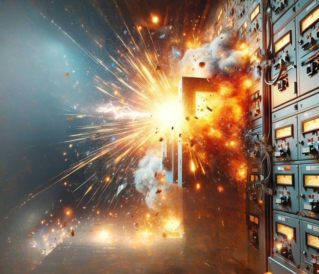 Figure 1: An arc flash occurring in an industrial setting.
