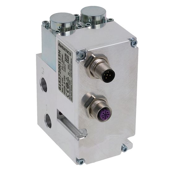 Figure 3: The AVENTICS Series 615 Sentronic TWIN from Emerson is a compact, 3-way proportional pressure control valve that accurately adjusts pressure to control air and inert gas media via ATC software.