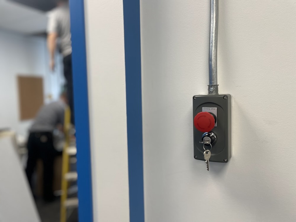 Figure 5: View of an emergency stop button in a testing lab. Courtesy: Hedgehog Technologies