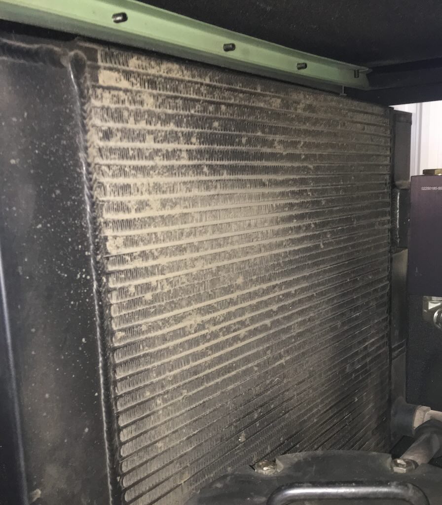 Figure 1: Dirty cooler filters are just one of many items checked by a compressed air service provider during regular maintenance visits.