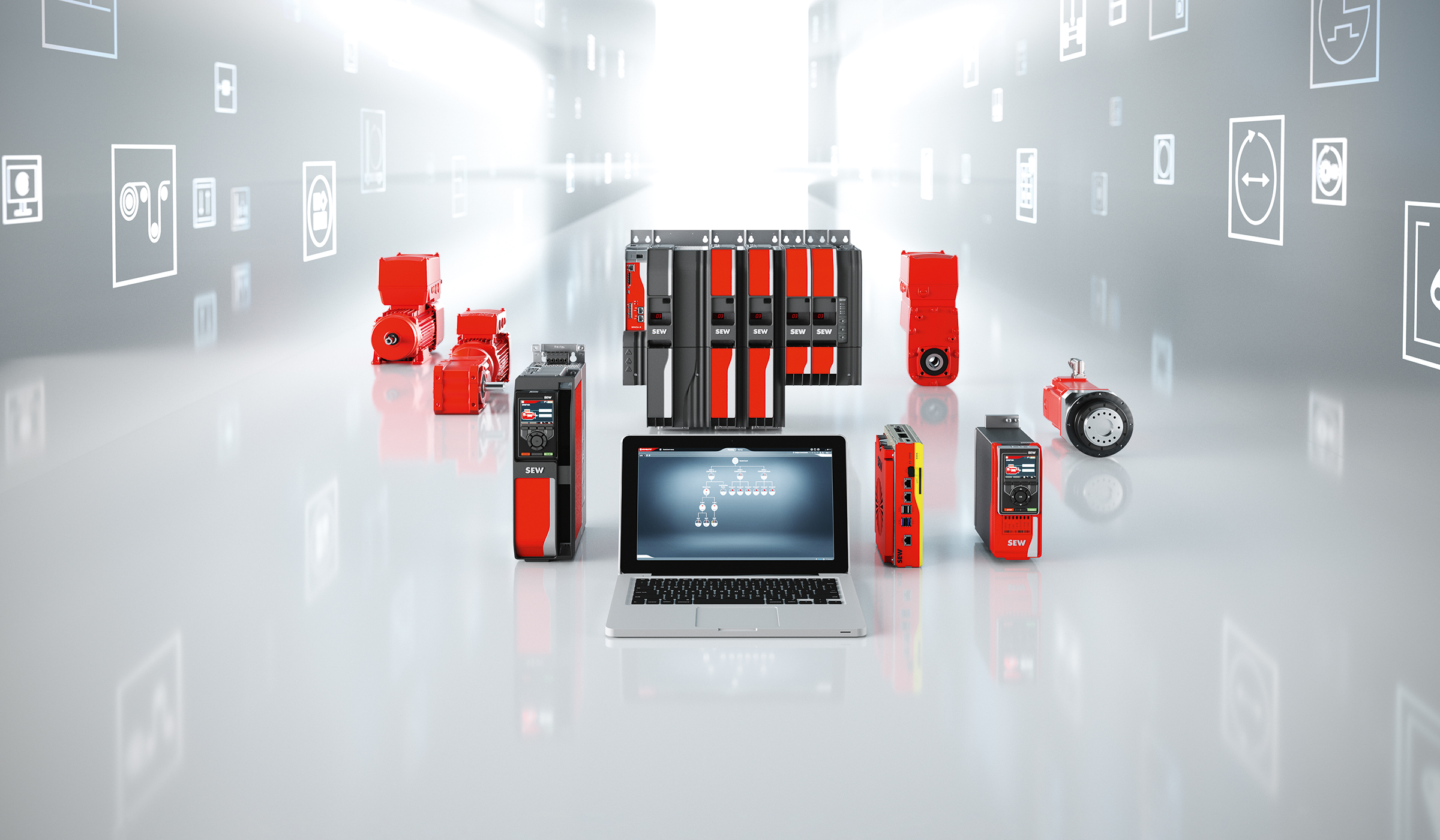 The MOVI-C automation platform is part of SEW-EURODRIVE’s Industry 4.0 approach and includes VFDs, HMIs, motion controllers, gearboxes, motors, servomotors and encoders, which are designed to work together seamlessly. Courtesy: SEW-EURODRIVE