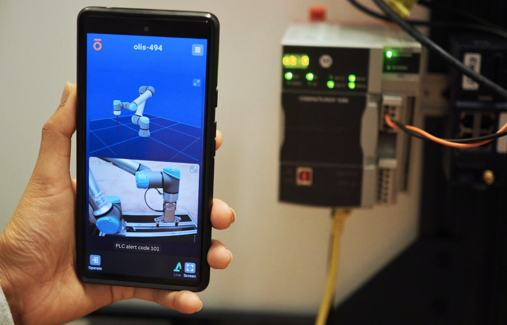 Figure 1: In its latest upgrade, Olis’s remote monitoring, diagnostics and error recovery technology not only monitors the robot arm but also all programmable logic controller hardware in the cell. Courtesy: Olis Robotics