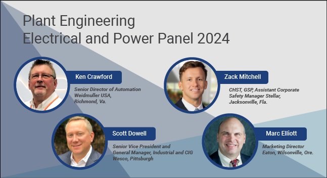 Left to right: Ken Crawford, senior director of automation, Weidmuller USA; Scott Dowell, senior vice president and general manager, Wesco; Zack Mitchell, assistant corporate safety manager, Stellar; Marc Elliott, marketing director, Eaton.