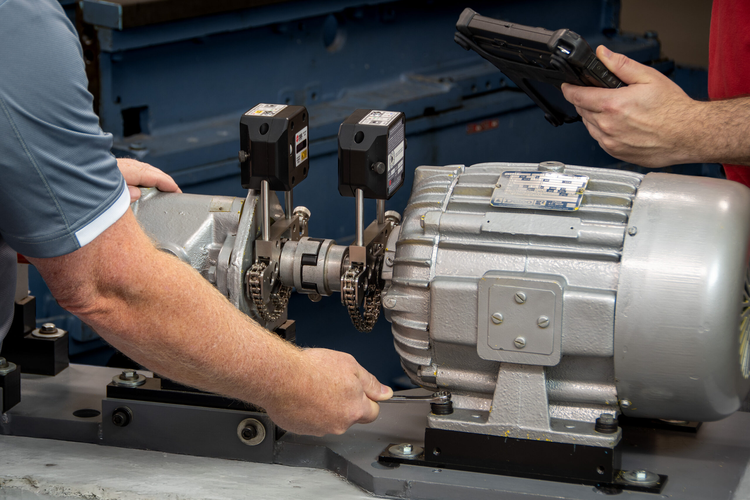 Figure 1: Machine alignment with an X-Series Laser Shaft Alignment System from Hamar Laser Instruments. Courtesy: Hamar Laser Instruments Inc.