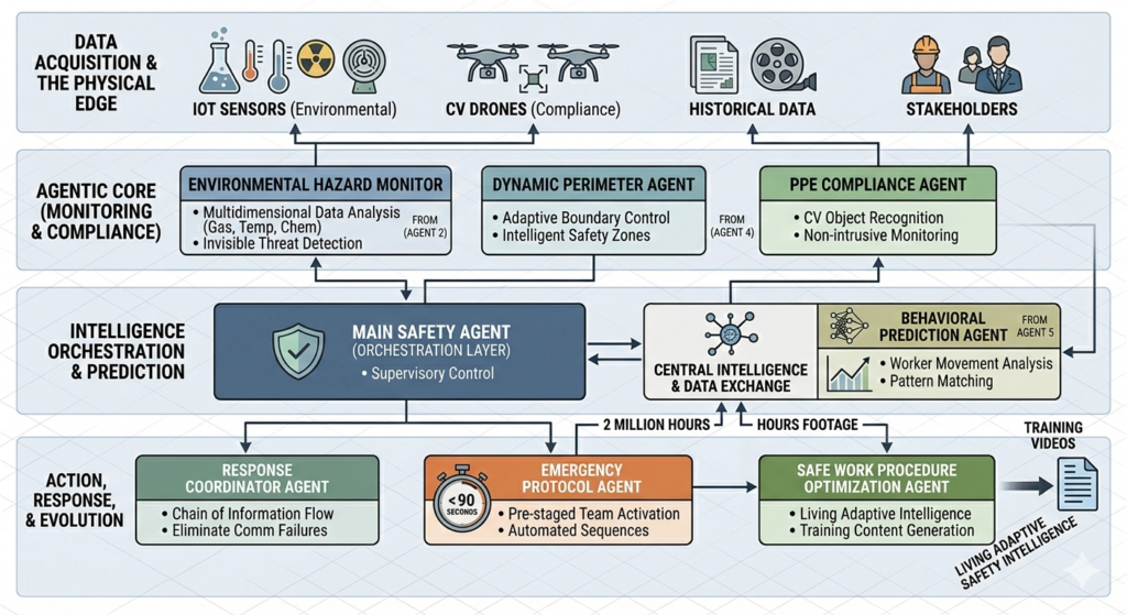 Figure 3: The flow of multiple agents for a safety agentic guard solution. Courtesy: Deepa Pahuja