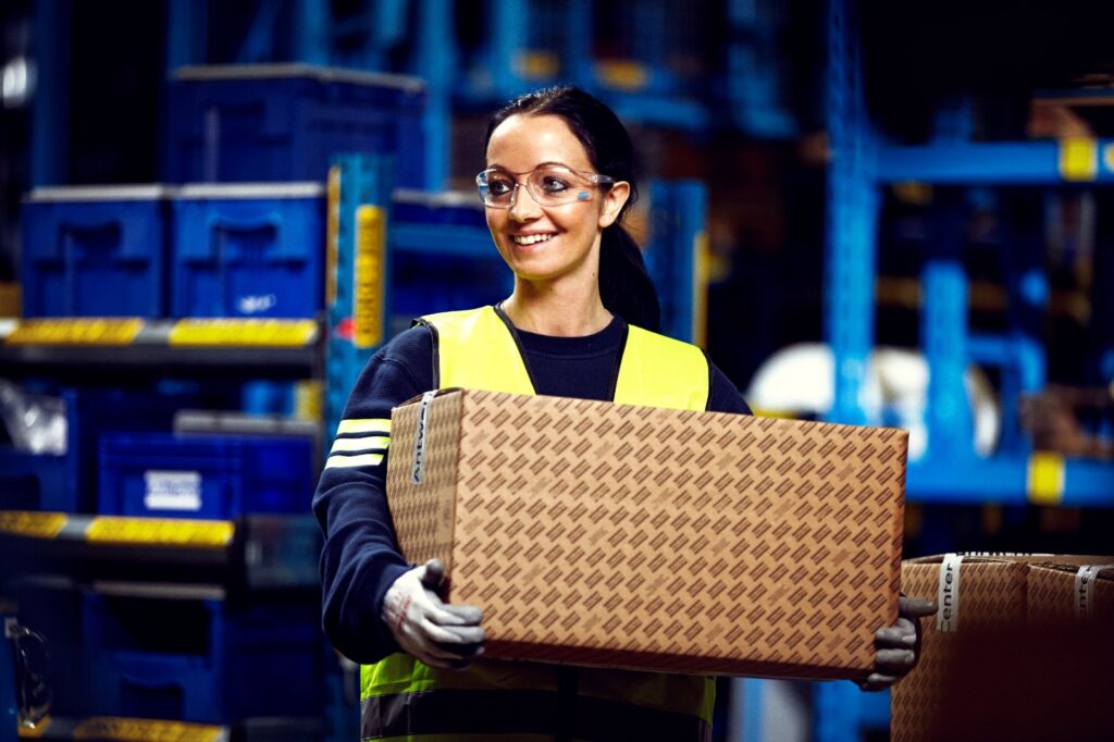 Figure 4: Logistics worker in safety goggles. Courtesy: Atlas Copco Compressors