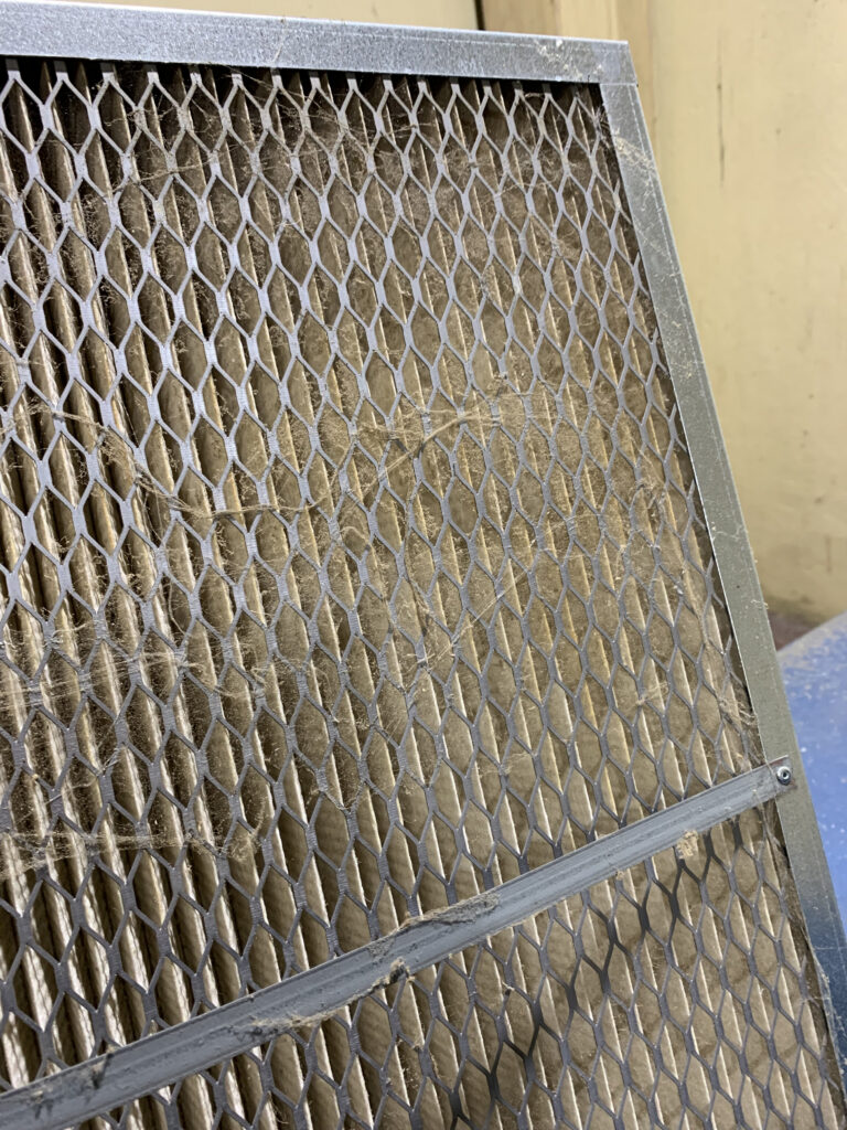 Figure 3: Example of a dirty air inlet filter during service. When subjected to high particulate environments, its lifespan can be reduced from three to six months to a few hundred operating hours. Courtesy: Hitachi Global Air Power