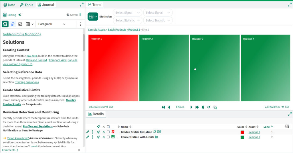 Figure 3: Seeq provides a convenient way to organize large fleets of equipment and monitor asset health at a glance. Courtesy: Seeq Corp.