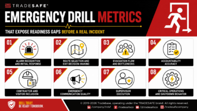 Figure 1: Key emergency drill metrics help identify readiness gaps before a real incident occurs. Courtesy: TRADESAFE