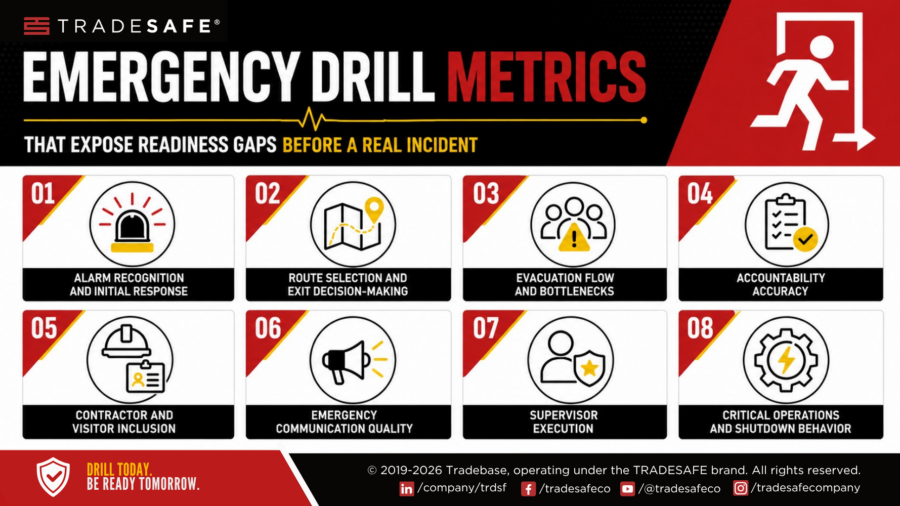 Figure 1: Key emergency drill metrics help identify readiness gaps before a real incident occurs. Courtesy: TRADESAFE
